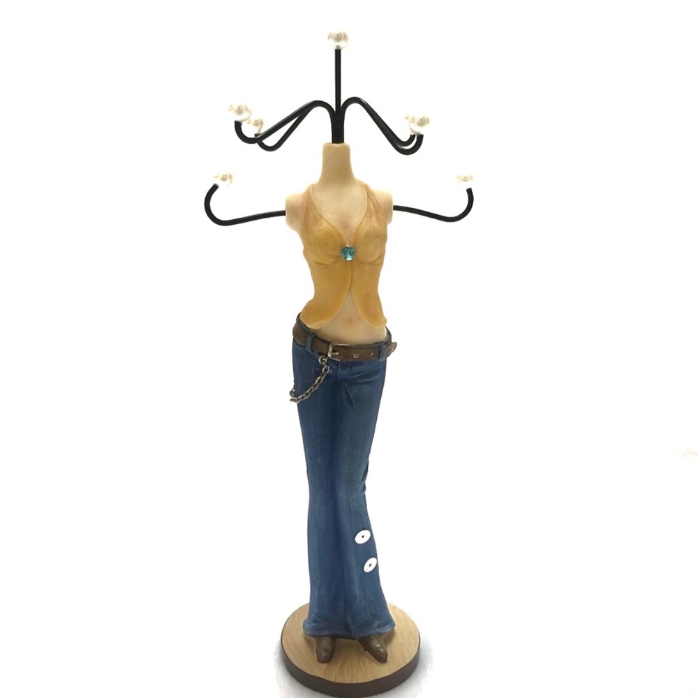 Girl In Jeans Mannequin Jewelry Stand With Pearls